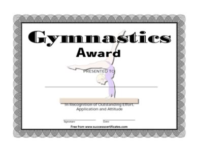 Certificate Of Achievement In Gymnastics - One