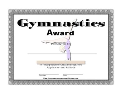 Certificate Of Achievement In Gymnastics - One