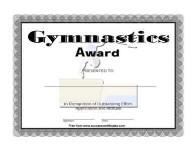 Certificate of Achievement in Gymnastics -Two