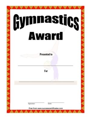Certificate of Achievement in Gymnastics - Three