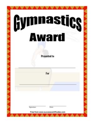 Certificate of Achievement in Gymnastics - Four