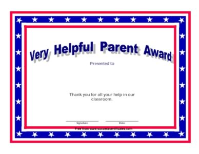 An Award To Parent For Help In School Work - Two