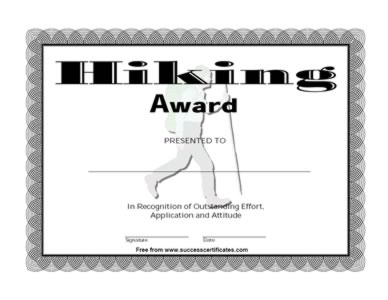 Certificate Of Achievement In Hiking - One