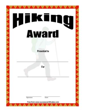Certificate Of Achievement In Hiking – Two