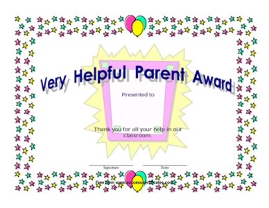 An Award To Parent For Help In School Work - Three