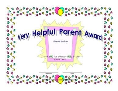 An Award To Parent For Help In School Work - Three