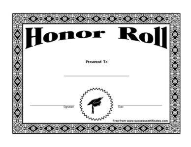 Certificate Of Honor Roll