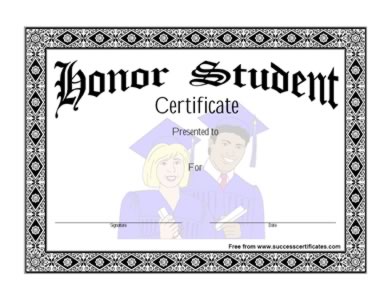 Honor Student Certificate - Honor Student Award