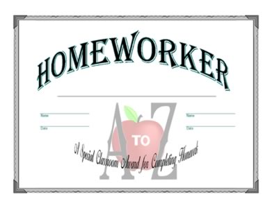Certificate On Completion Of Homework –Two