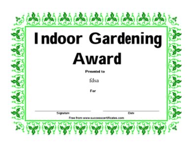 Certificate For Indoor Gardening