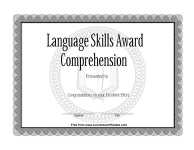 Certificate Of Achievement In Language Skills