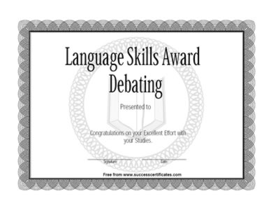 Certificate Of Achievement In Debat Competition