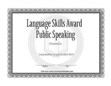 Language Skills Award In Public Speaking