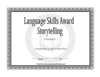 Certificate Of Achievement  In Storytelling