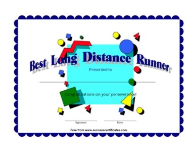 Certificate Of Achievement In Long Distance Running - One