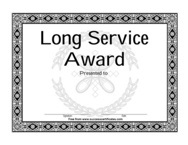 Certificate On Completion Of Long Service