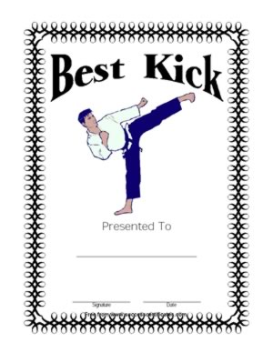 Best Kick Certificate - Best Kick Award