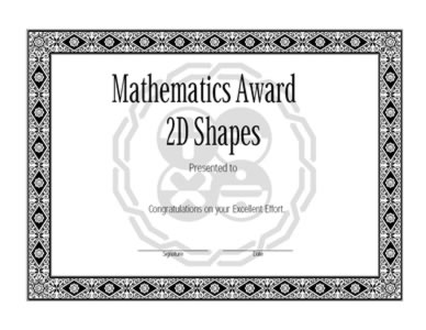 Certificate Of Achievement Of Mathematics - One