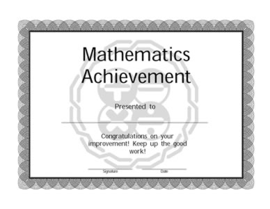 Certificate Of Achievement In Mathematics