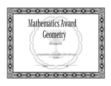 Certificate Of Achievement In Geometry