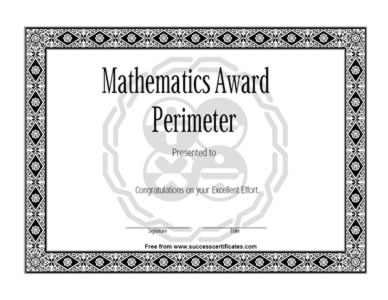 Certificate Of Achievement In Mathematics -Perimeter