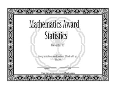 Certificate Of Achievement In Statistics