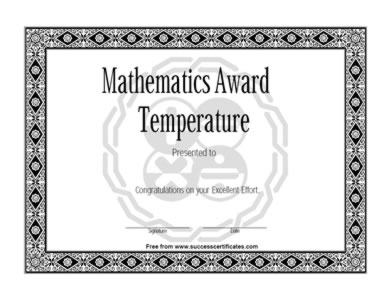 Certificate Of Achievement In Mathematics - Two