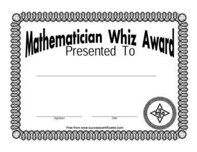 Mathematician Whiz Award  - One