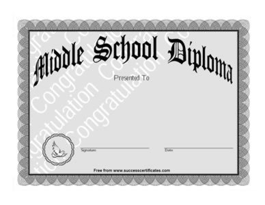 Certificate Of Middle School Diploma - One