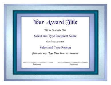 Purple & Blue Border Blank Certificate Template 