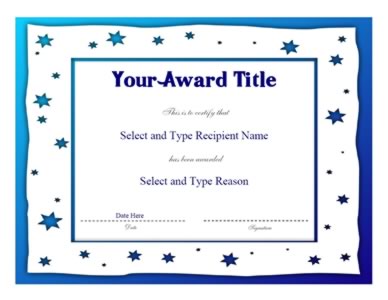 Blue Shaded Border Blank Award  Template
