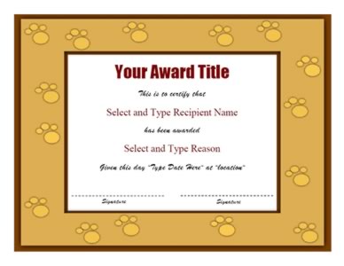Gold & Brown Border Blank Award Template - Two