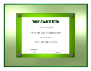 Green double border Blank Award Certificate Template