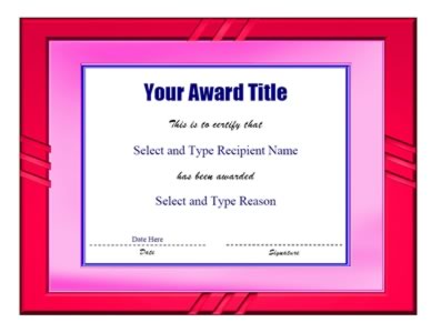 Red And Pink Double Border Award Certificate Template