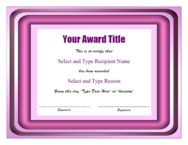 Pink Shaded Border Blank Award Template