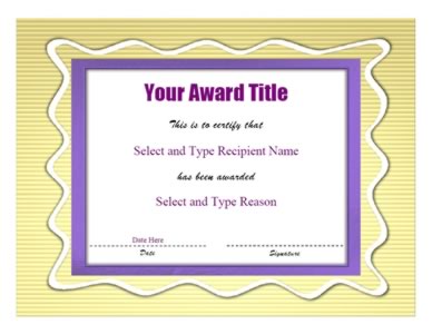 Purple & Yellow Double Border Certificate Template - One