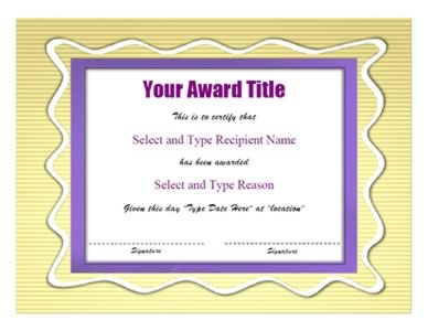 Purple & Yellow Double Border Certificate Template – Two