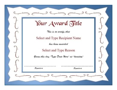 Blue Zigzag Border Blank Award Template 