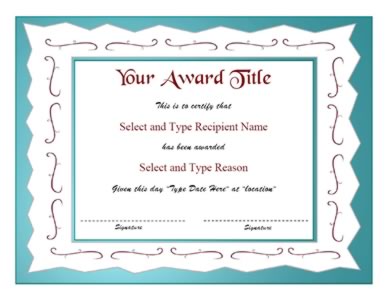 Light Blue Zigzag Border Blank Award Template - Two