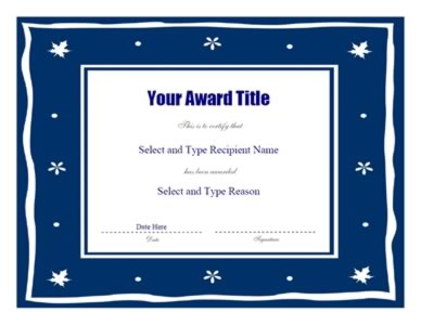 Blue Wavy Border Blank Certificate Template - One