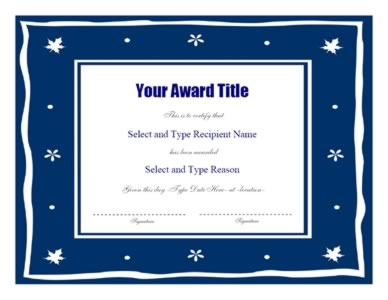 Blue Wavy Border Blank Certificate Template – Two