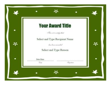 Green Curve Border Award Certificate Template – One