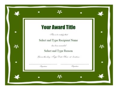 Green Curve Border Award Certificate Template -Two