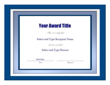 Blue Double Border Award Certificate Template – One 