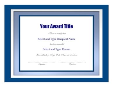 Blue Double Border Award Certificate Template – Two