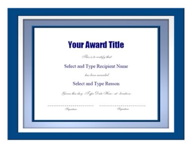 Blue Double Border Award Certificate Template – Two