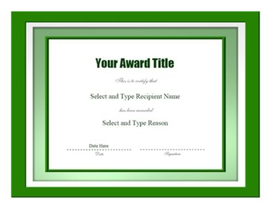 Green Double Border Award Certificate Template – One 