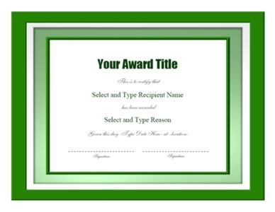 Green Double Border Award Certificate Template -Two
