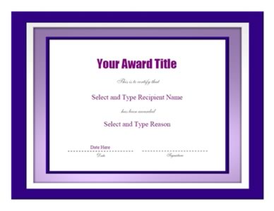 Purple Double Border Award Certificate Template – One 