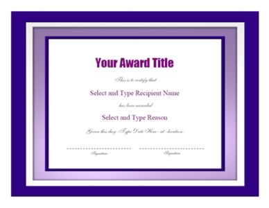 Purple Double Border Award Certificate Template -Two